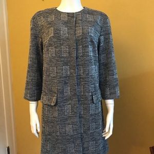 Jones New York Black Plaid Long Jacket